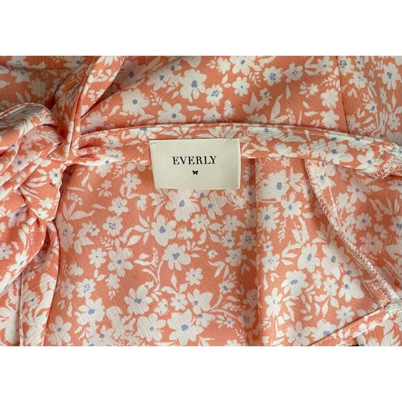 Everly peach floral romper sz L beach casual effortless summer resort wear - Picture 3 of 4